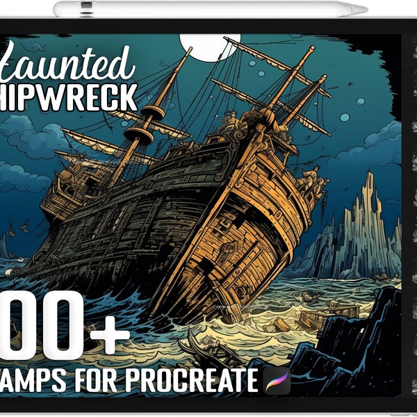 100+ Procreate Haunted Shipwreck Stamps, Shipwreck Brushes for Procreate, Instant Digital Download