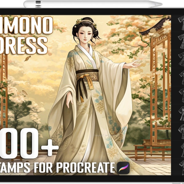 100+ Procreate Kimono Dress Stamps, Kimono Dress Brushes for Procreate, Instant Digital Download