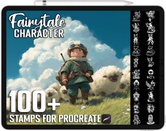 100+ Procreate Fairytale Character Stamps, Realistic Brushes for Procreate, Instant Digital Download