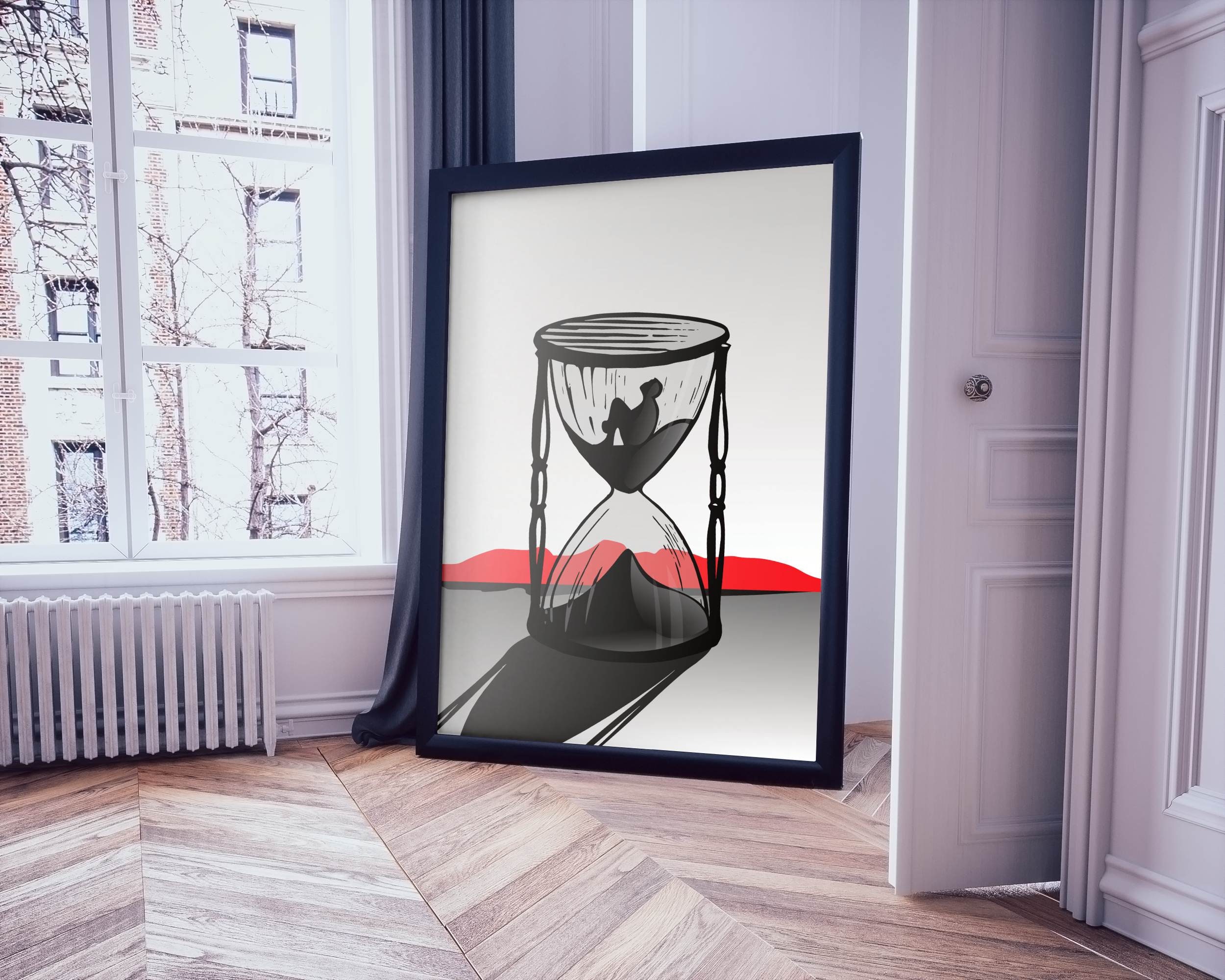 Stuck Time Visual Time Stands Still Digital Wall Art Person Stuck in Hourglass - Etsy