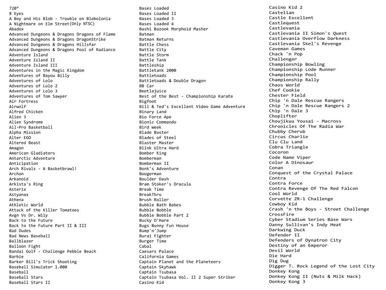 NES Games Collection NTSC/PAL English Language Nintendo Choose Your Game Etsy