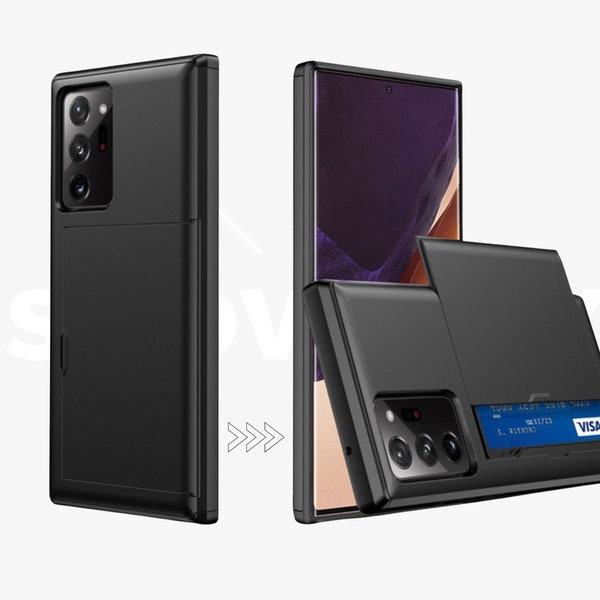 Samsung 8 / 9 / 10 / 20 / 21 / 22 / Note Case - 2 Pack - Secret Compartment - Card Stash - Free Shipping - Black / Silver / Khaki / Rose