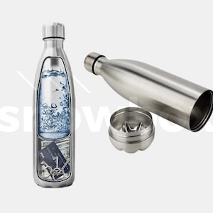 Stainless Steel Stash Bottle - 500ml / 16oz - Discreet Compartment For Valuables - Free Worldwide Shipping