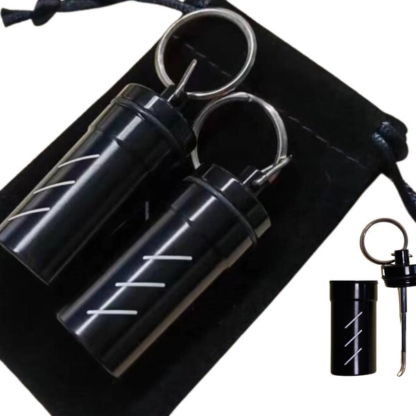 Keyring Storage - 2 Pack - Screw Cap Lid - Midnight Black - Free Shipping Worldwide - Lifetime Guarantee