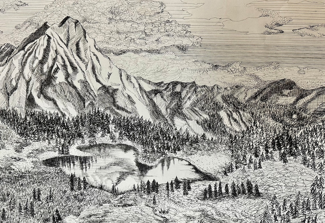 Pen and Ink Landscape - Etsy