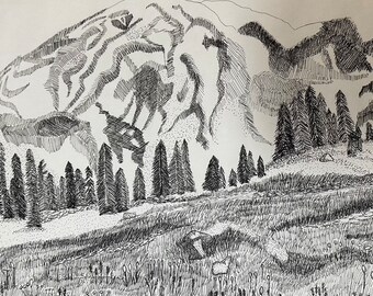 Paisaje en pluma y tinta