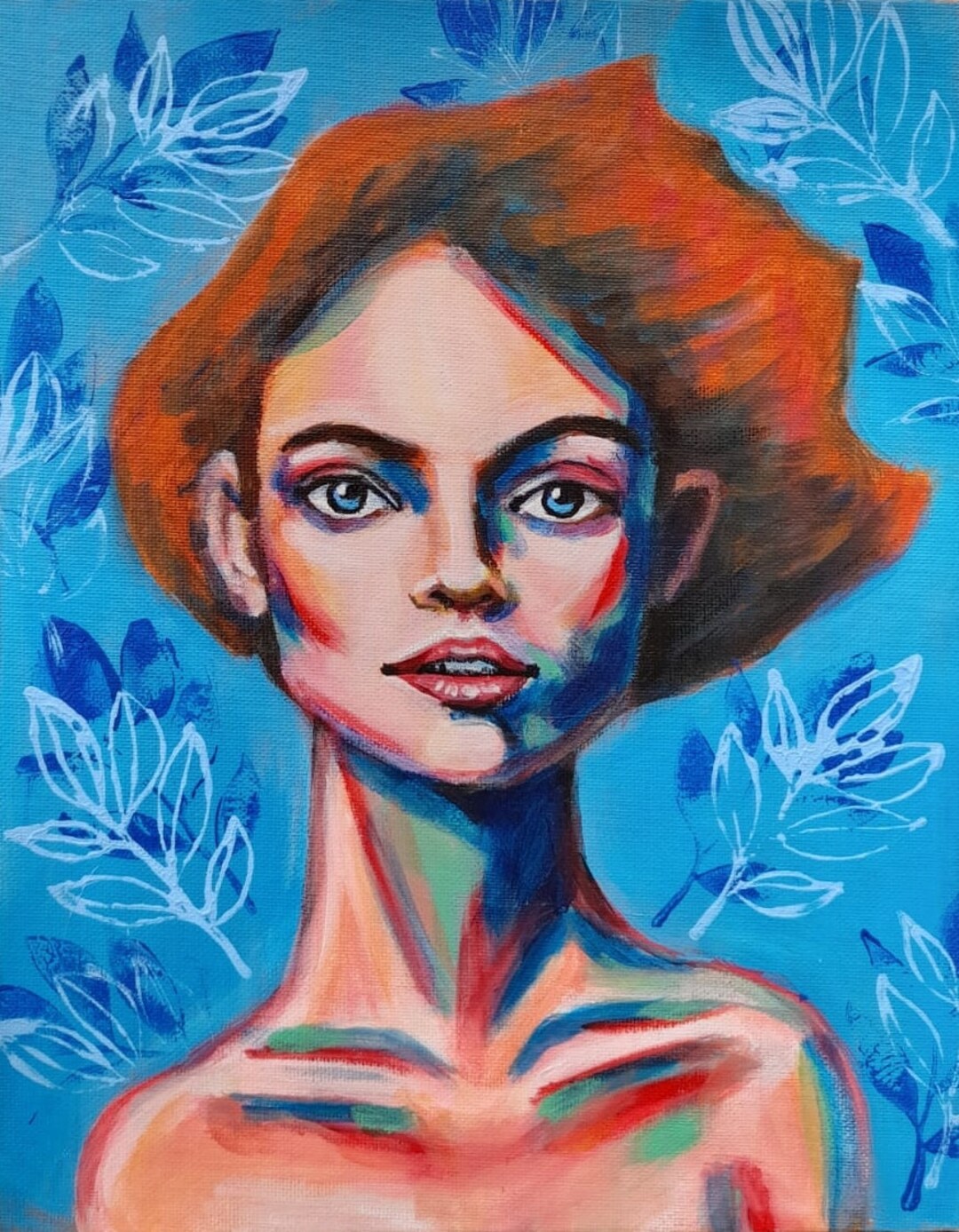 Original Painting Decoration Painting Portrait Woman on Canvas
