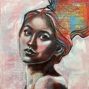 unique original painting decorative wall painting beautiful woman portrait on square canvas