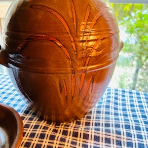 Korean Pottery Brown Onggi Kimchi Jar with Lid