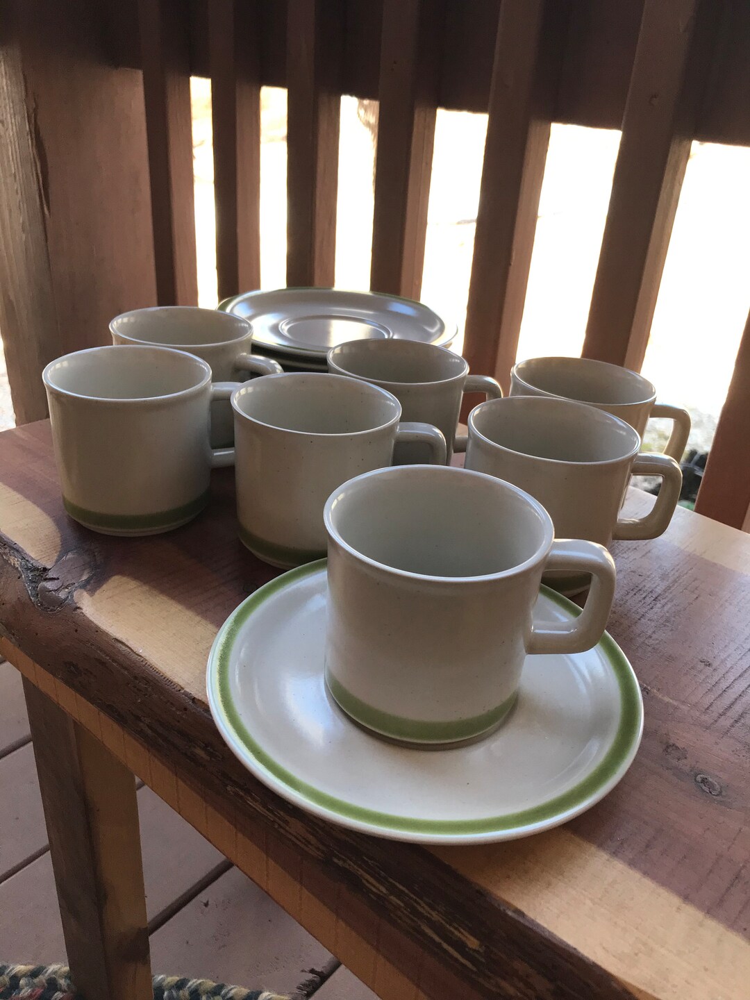 Vintage Set of 5 Cups and Saucers Spring Collection Stoneware - Etsy