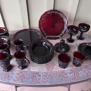 Avon 1876 Cape Cod Ruby Red Glass Dishes