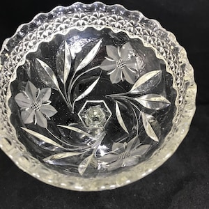 Cut and Etched Crystal EAPG Daisy Goblet/Compote
