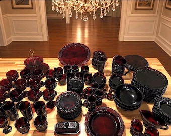 Avon 1876 Cape Cod Ruby Red Glass Dishes | Please Read the Description for Important Info