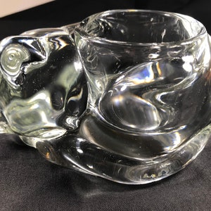 Sleeping Cat Kitten Glass Votive Holder Indiana Glass