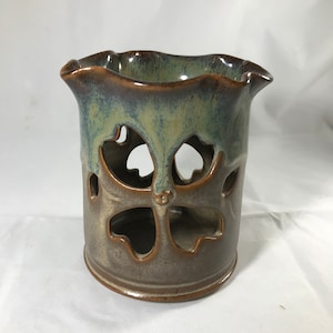 Handmade Pottery Dogwood Votive Holder made by RV Payne, B Payne