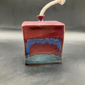 Judy Jackson Pottery Stoneware Square Oil Lamp with Cotton Wick