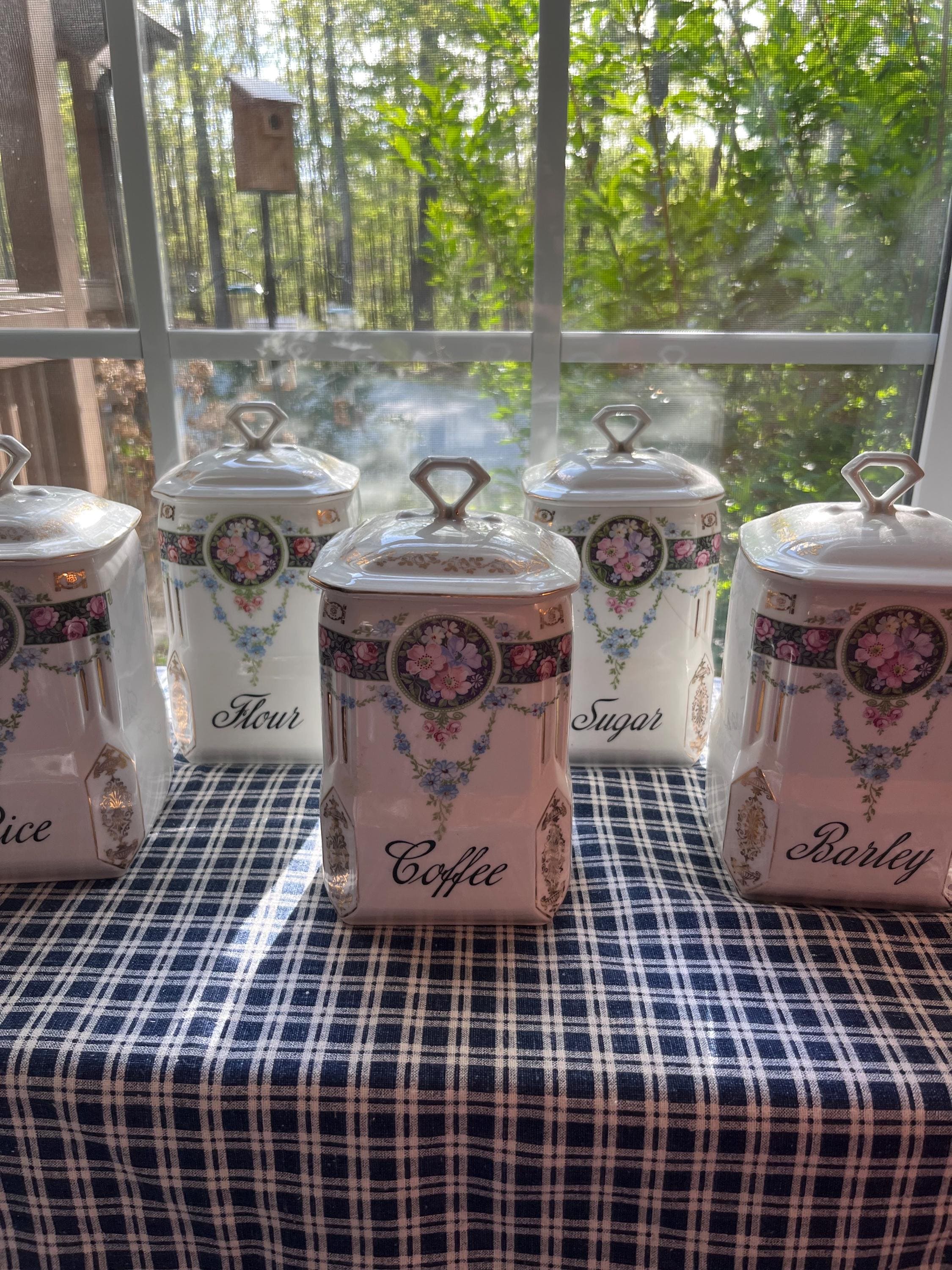 Vintage Ceramic Flour and Sugar Containers - Etsy