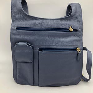 Cartera cruzada de cuero JP Ourse Bears 4 U azul marino con bolsillos, bolso expandible con correa ajustable ¡ENVÍO GRATIS!
