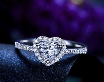 Heart Shape Stone Adjustable Ring Womens Girls Beautiful Jewellery New UK