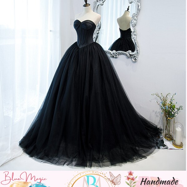 2024 New Season Black Tulle Cathedral ball gown,Princess Wedding Bridal dress,a line ball Prom dress, Fairy Wedding Dress For Women