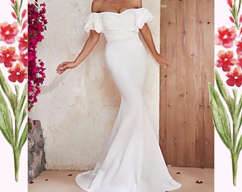 Crepe Mermaid Wedding Dresses Off The Shoulder Bridal Gowns Court Train Bridal Dress Wedding Gowns,wedding dresses, bridal gowns luxury,sexy