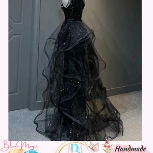 Black Tulle Prom Dress,Sleeveless Evening Prom Dress,Cottagecore Dress,Gown Dress,Princess Prom Dress,Fairy Ball Gown,Wedding Prom Dress image 2