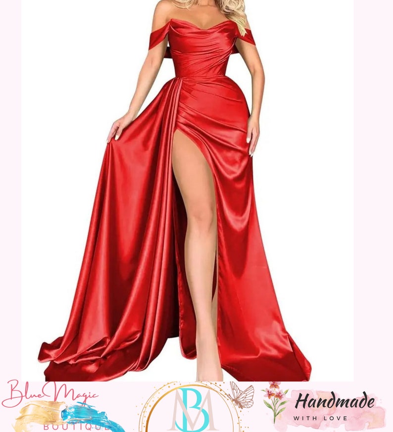 Banquet transfrontalier chaud, hôte sexy avec une épaule, robes de soirée minces, élégante robe de bal à épaules dénudées, robe de soirée trapèze en satin unie RED