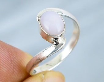 Pink Opal Sterling Silver Ring: Handmade October Birthstone Jewelry