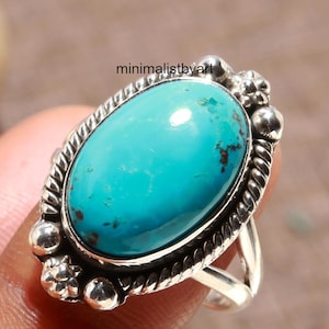 Handmade Arizona Turquoise Ring: Sterling Silver Boho Ring