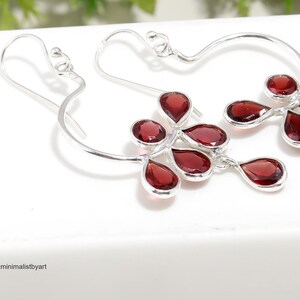Natural Garnet Earrings, Red Gemstone Earrings, Drop & Dangle Earrings, 925 Silver Plated Jewelry, Engagement Gift, Earrings For Love
