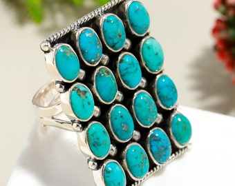 Handmade Turquoise Statement Ring: 925 Sterling Silver Jewelry