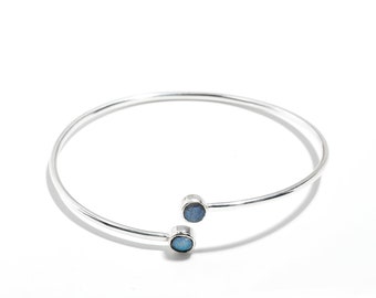 Exquisite Labradorite Bracelet, Gemstone Bracelet, Blue Bangle Bracelet, 925 Sterling Silver Jewelry, Wedding Gift, Bracelet For Her