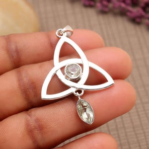 Green Amethyst Pendant, 925 Sterling Silver Necklace Pendant,Crystal Pendant, Round Stone Pendant, Gemstone Pendant, Handmade Silver Pendant
