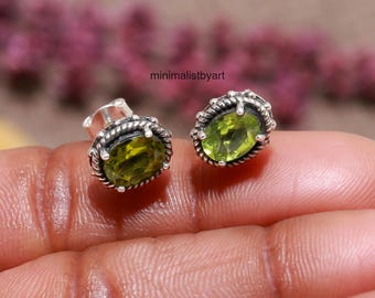 Peridot Earrings: Green Gemstone 925 Sterling Silver Dangle Earrings