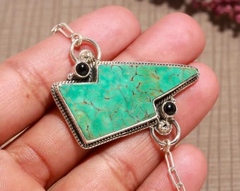 Turquoise necklace, handmade necklace, 925 sterling silver necklace, women jewelry, gemstone necklace, gift for her, anniversary gift