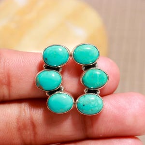Handmade Arizona Turquoise Earrings: 925 Sterling Silver Boho Jewelry
