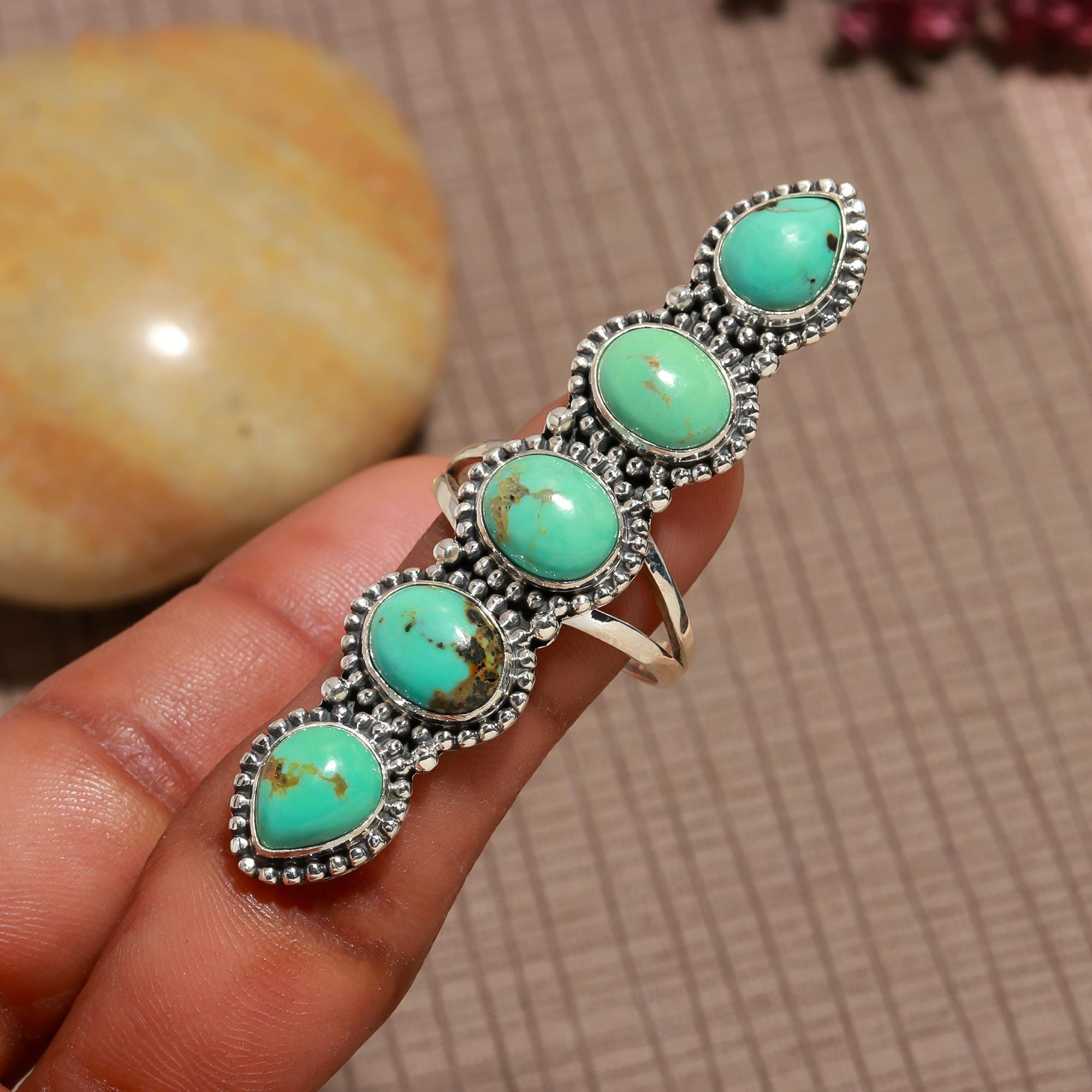 Arizona Turquoise Sterling Silver Ring: Handmade Statement Jewelry