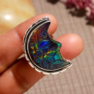 Aurora Opal Månring, 925 Sterling Silver, Ädelstenssmycken