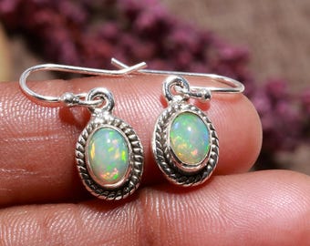 Ethiopian Opal Stud Earrings, Dainty Earrings, Gemstone Jewelry For Women, Handmade Earrings 925 Sterling Silver Natural Ethiopian Opal