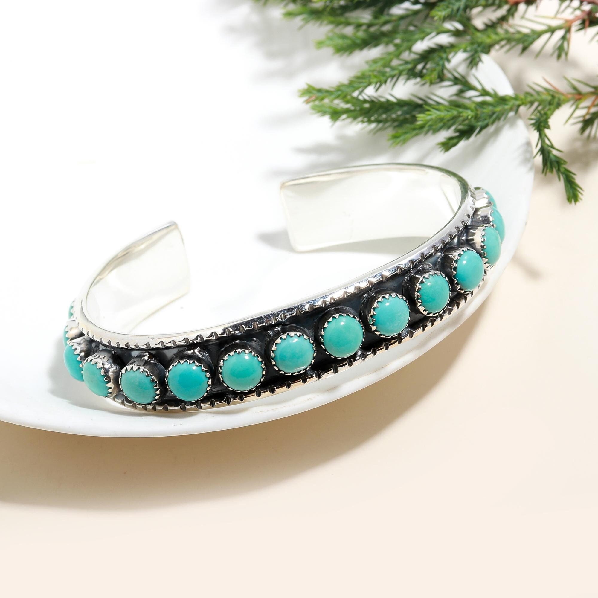 Arizona Turquoise Cuff Bracelet: Sterling Silver Gemstone Jewelry