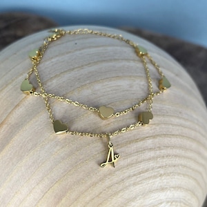 Herz Armband Personalisiert mit Buchstabe Weihnachtsgeschenk minimalistisch zart Initial Glücksbringer Gold Silber Rose Geschenk für Sie
