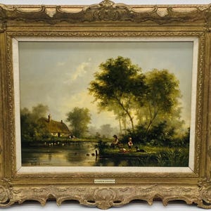 Gudrun Sibbons Painting: Framed Cottage Landscape, Signed Oil on Board