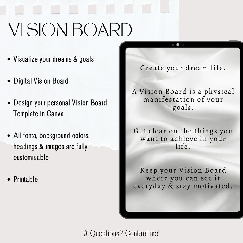 Digital Vision Board Canva Template, Vision Board Template, Vision