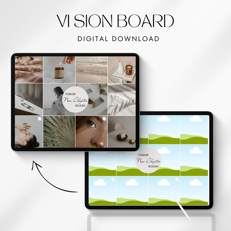 Digital Vision Board Canva Template, Vision Board Template, Vision