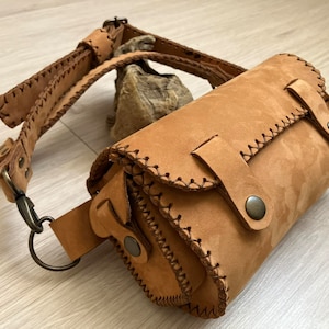 Leather Utility Belt Festival, Handmade Leather Waist Bag with Adjustable Belt, Festival Fanny Pack, Leather Hip Bag for Women or Men