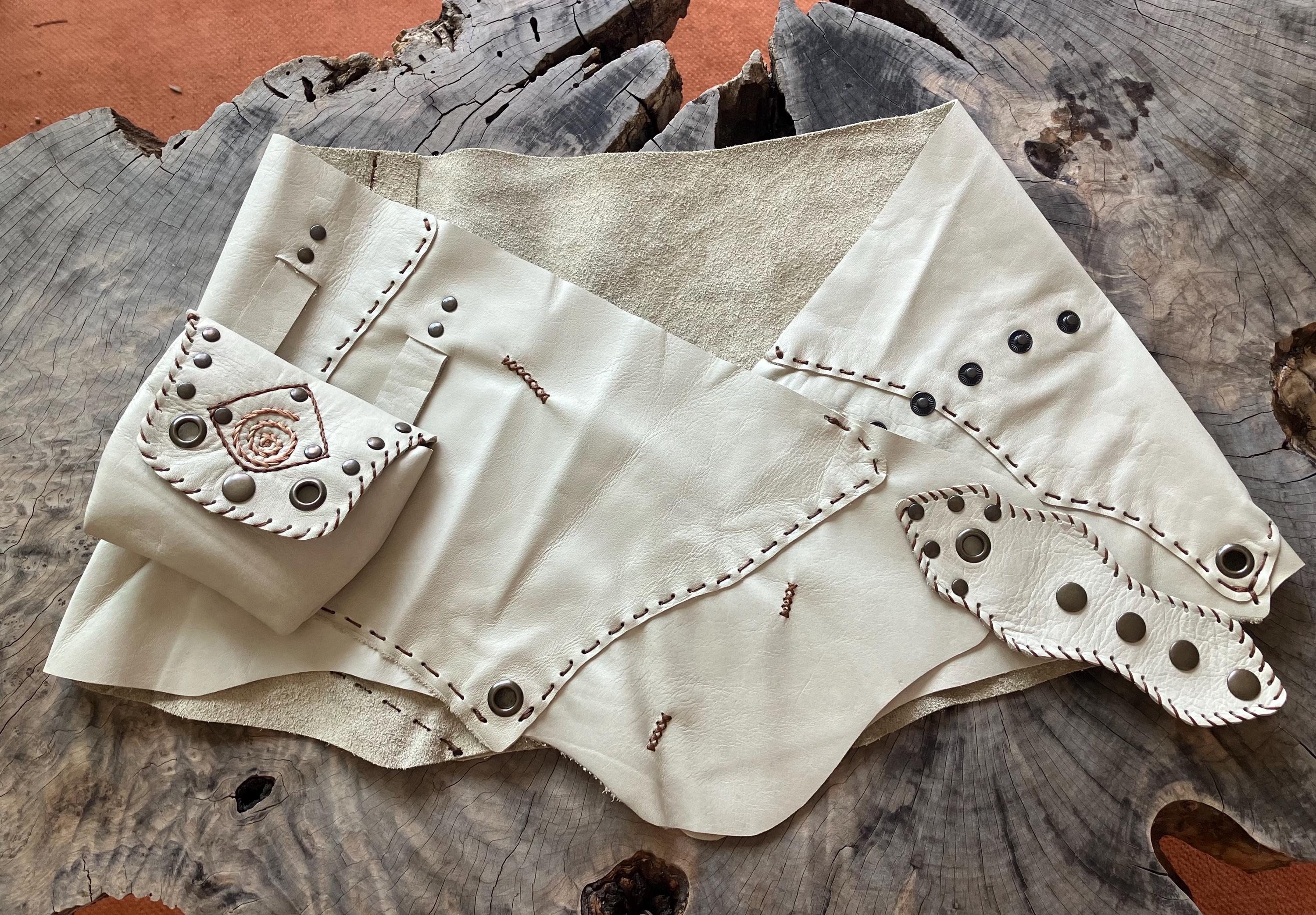 Psywear, Burningman Clothing, Festival Outfit Women, Rave Outfit, Leather Wrap Skirt Belt, Coachella Outfit, Tribal Clothes, Gift for her