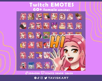 Emotes de Twitch para chicas de cabello rosa: más de 60 emojis de streamers femeninas (archivo digital)
