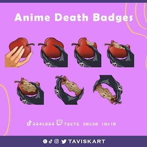 Death Anime Sub Abzeichen für Twitch/Youtube/Discord | Gebissabzeichen | Twitch Sub Abzeichen | Abonnenten-Abzeichen | Badge strahlen lassen