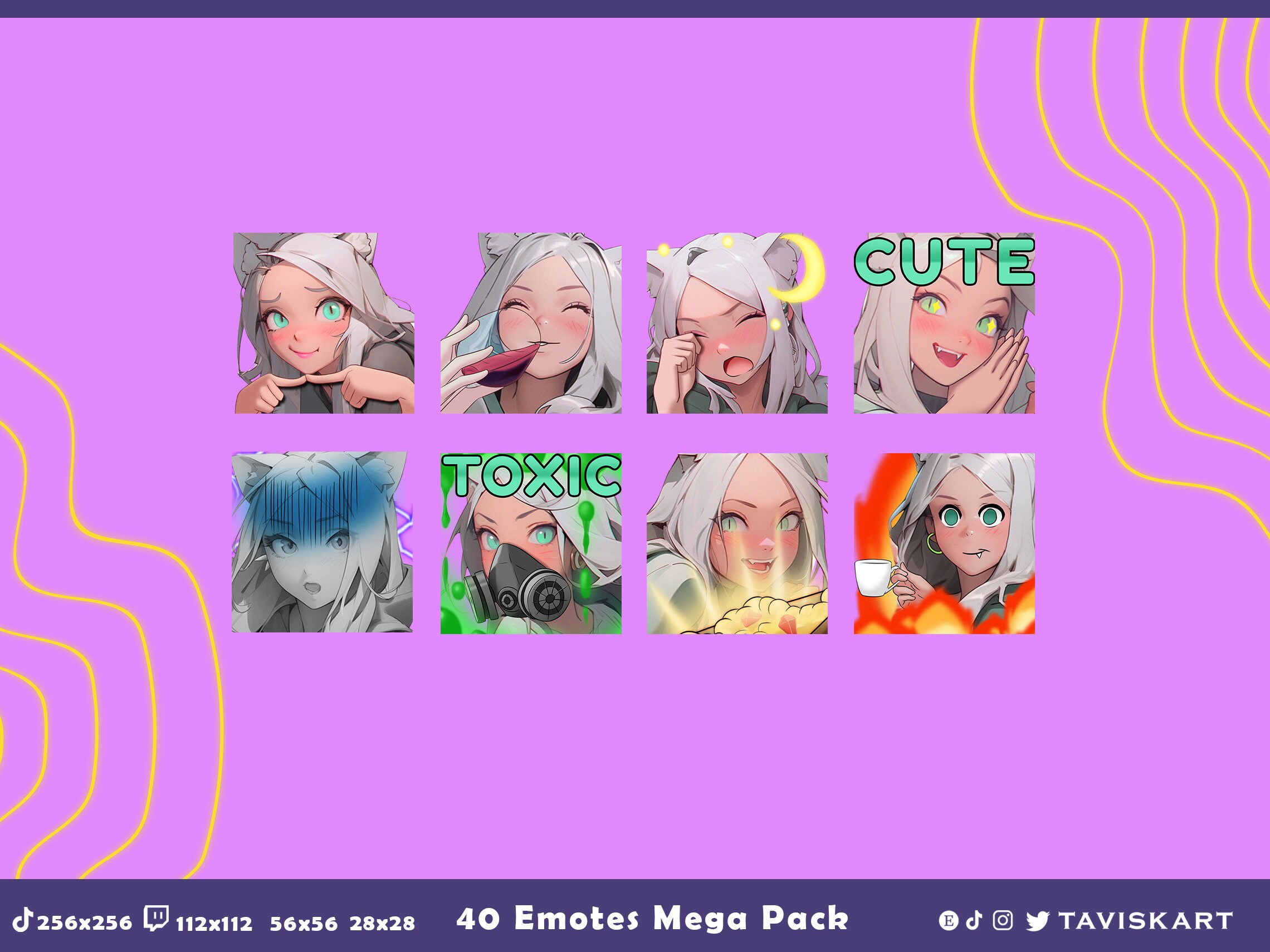 Girl Twitch Emotes Mega Pack, Cute Emotes, Female Twitch Emotes, Twitch Emotes Pack, Twitch
