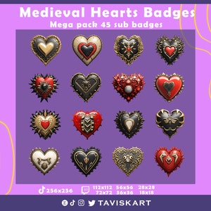 Heart Sub Badges for Twitch/YouTube/Kick/Discord | Bit Badges | Twitch Sub Badges | Subscriber Badges | Discord Roles | Stream Badges